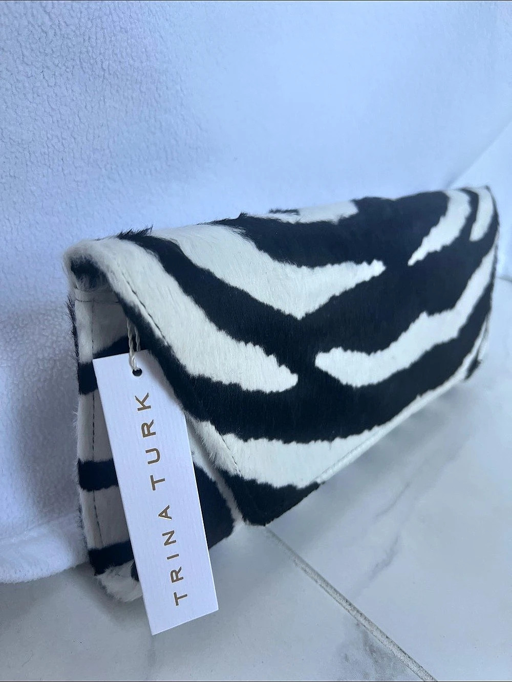 Trina Turk Zebra Print Clutch in Black & White NWT